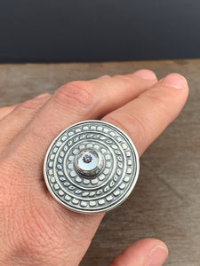 Vintage Crystal Shield Ring Size 9