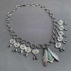 Cicada Wing and Lilac Pod Elaborate Necklace