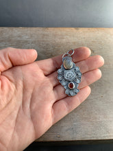 Load image into Gallery viewer, Balance listing for Anna.  Dendritic agate and garnet bear pendant
