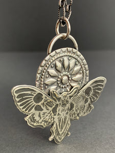 Silver Moth pendant