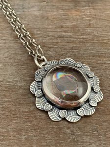Rainbow quartz medallion