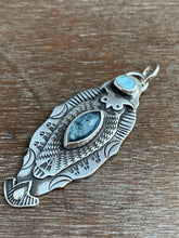 Load image into Gallery viewer, Owl pendant #2 - Blue Kyanite, and Larimar
