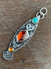 Load image into Gallery viewer, Owl pendant #5 Amazonite, Hessonite Garnet, and Citrine
