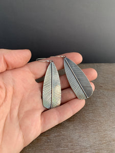 Large Stamped silver earrings