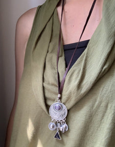 Moon pendant with handmade bells