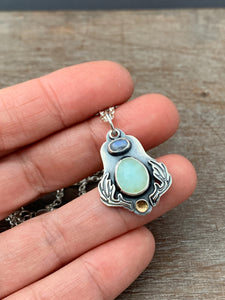 Peruvian Opal and Moonstone Charm