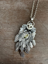 Load image into Gallery viewer, sterling silver owl with Laura Mears owl face made by proxartist
