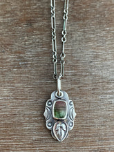 Load image into Gallery viewer, Watermelon tourmaline leaf charm
