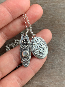 Labradorite charm necklace set