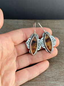 Montana agate star and moon earrings