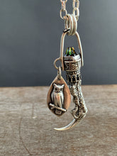 Load image into Gallery viewer, Cast owl talon and crystal pendant
