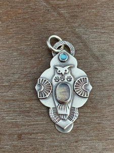 Lucy Owl with Topaz and Moonstone