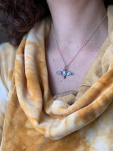 Load image into Gallery viewer, Small topaz stamped bird pendant #2
