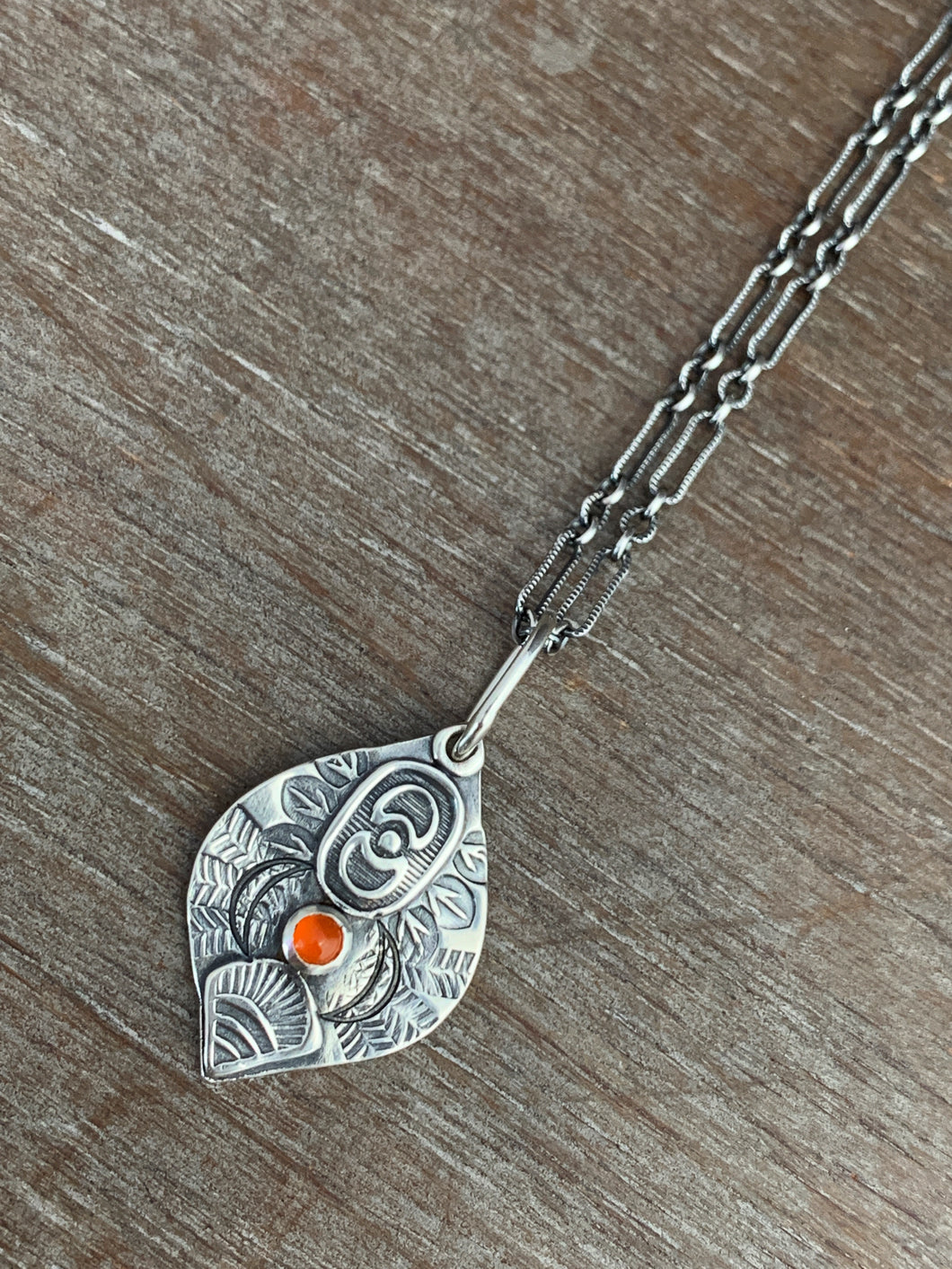 Carnelian and moon charm necklace