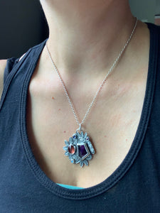 Melody Stone and Tourmaline with Iolite, Amethyst, and Moonstone Pendant