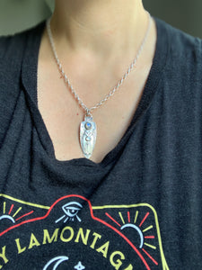 Copy of Owl pendant #14- - Labradorite and Rainbow moonstone