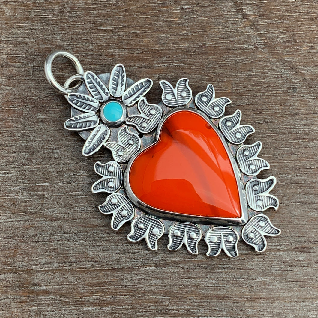 Roserita sacred heart pendant