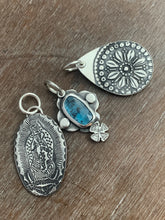 Load image into Gallery viewer, Our Lady of Guadalupe and teal kyanite charm set
