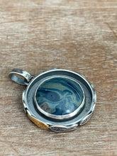 Load image into Gallery viewer, Swirly Leland blue fish parable pendant
