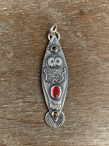 Owl pendant - Garnet