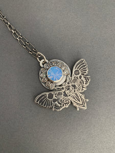 Moth pendant with vintage Swarovski Crystal