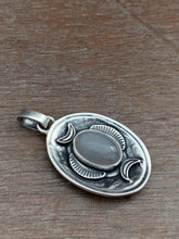 Load image into Gallery viewer, Grey moonstone double sided dragon egg medallion
