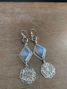 Opalite and clear Quartz earrings