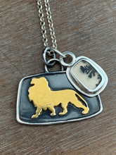 Load image into Gallery viewer, Dendritic agate and gold Lion Charm set
