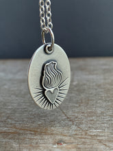 Load image into Gallery viewer, Sacred Heart Silver Charm Medium Oval
