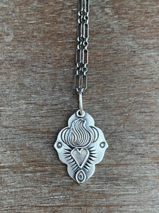 Sacred heart charm necklace