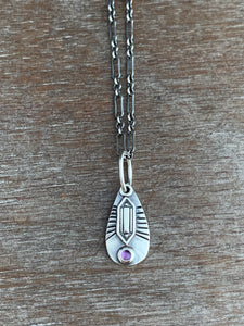 Amethyst and crystal charm necklace