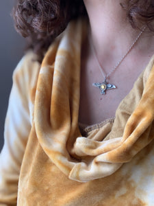 Small golden sun stamped bird pendant #2