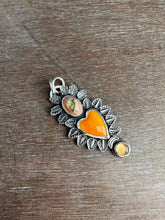 Load image into Gallery viewer, Orange Roserita and Opal Sacred Heart Pendant
