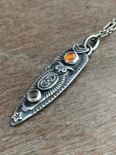 Load image into Gallery viewer, Owl pendant #14 -hessonite garnet and chocolate moonstone
