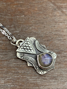 Purple Labradorite charm necklace set