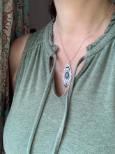Load image into Gallery viewer, Owl pendant #2 - Blue Kyanite, and Larimar
