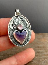 Load image into Gallery viewer, Rare Purple Leland Blue and Spinel Sacred Heart Pendant
