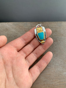Sleeping Beauty Turquoise Set in 22k Gold with Solid 22k Gold accents.