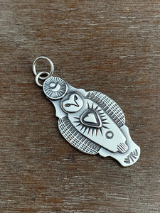 Sterling silver Owl heart pendant
