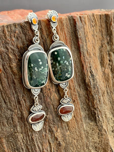 Multi stone dangle earrings