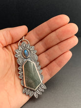 Load image into Gallery viewer, Polychrome jasper and labradorite pendant
