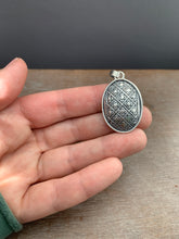 Load image into Gallery viewer, Grey moonstone double sided dragon egg medallion
