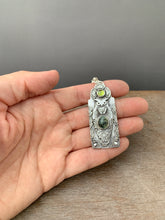Load image into Gallery viewer, Owl pendant #7 - Peruvian Opal and Peridot
