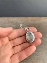 Load image into Gallery viewer, Snowy Lodolite quartz double sided pendant
