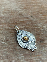Load image into Gallery viewer, Sterling silver bee and honeycomb pendant
