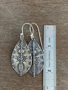 Medium Stamped silver earrings