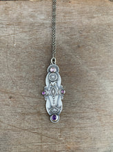 Load image into Gallery viewer, Owl pendant #13 - Amethyst and spinel
