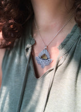 Load image into Gallery viewer, Moth Pendant with Sparkly Triangular Carved topaz.
