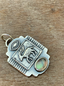 Small Wandering deer  with a labradorite pendant
