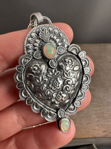 Opal Sacred Heart pendant